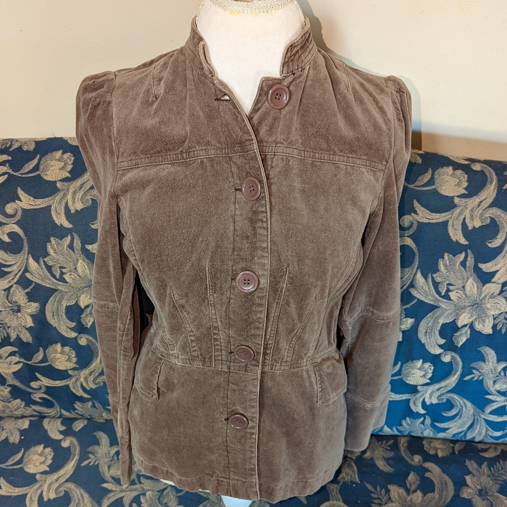 Cote Femme Soft Chocolate Military Style Brushed Jacket